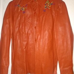 Orange Embroidered Women's Jacket